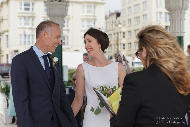 happy couple at Brighton Bandstand wedding